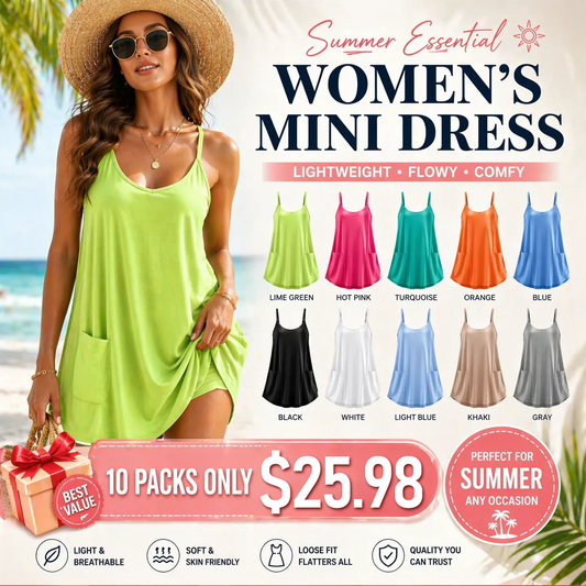 Women's Sleeveless Athletic Dress with Built-In Shorts