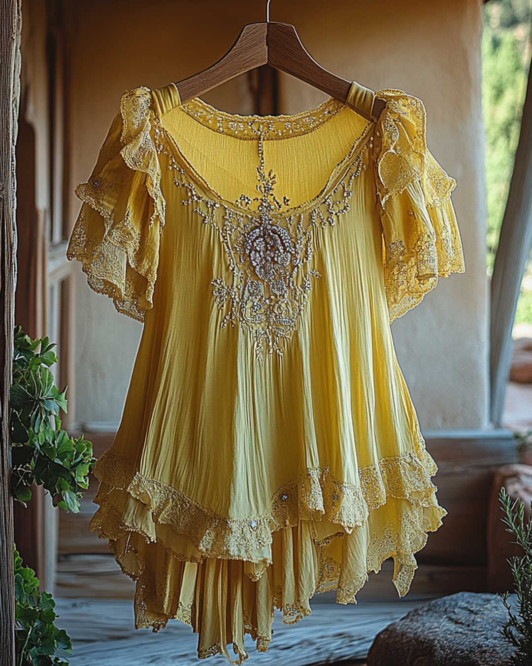 Summer Vacation Ruffle Lace Patchwork Top c268