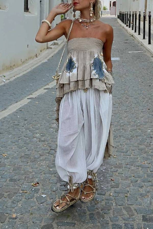Bohemian Sheer Drawstring Harem Pants