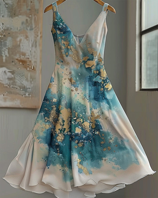 Summer vacation handmade gilded chiffon dress 6ad6