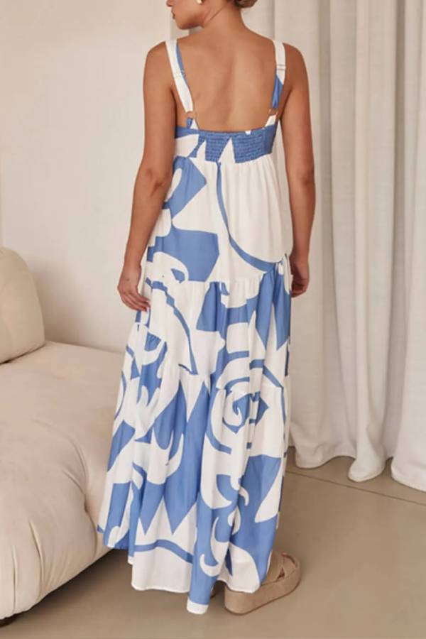 Bohemian Geometric Print Maxi Dress