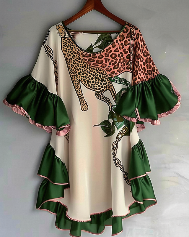 Summer vacation handmade gilded chiffon dress 362b