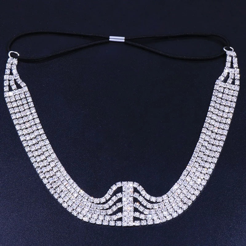Fashionable and personalized elastic multi-layered rhinestone headband