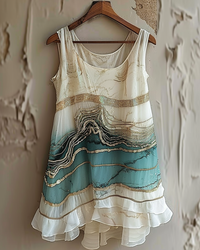 Summer vacation handmade gilded fun chiffon dress 0bce