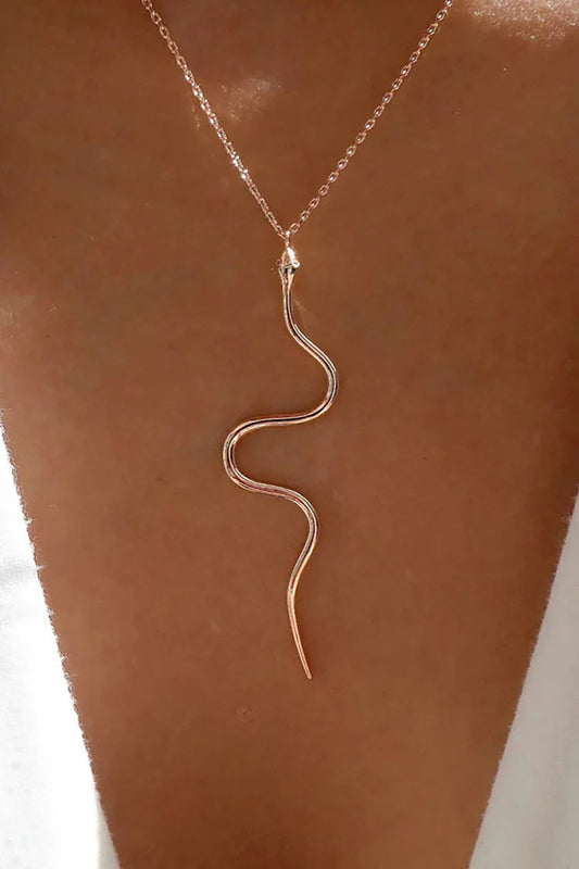 Alloy Snake Pendant Fashionable Necklace-Gold