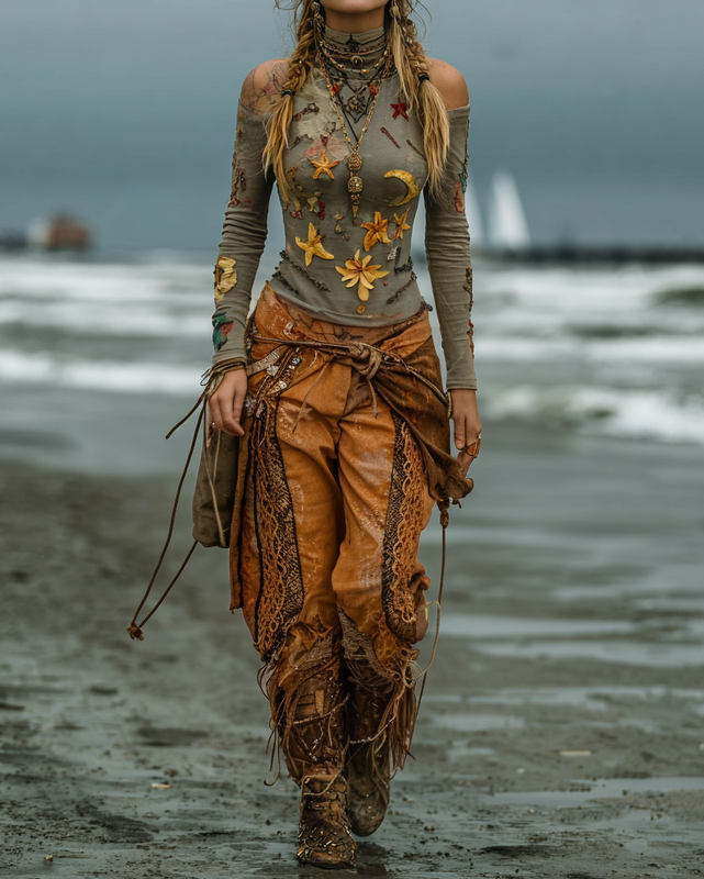 Elegant Seaside Top and Pants Two-Piece Set d8c4