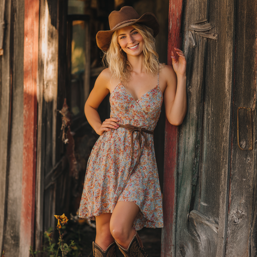 Blend Floral Print Wrap Dress With Adjustable Belt And Spaghetti Straps For Women