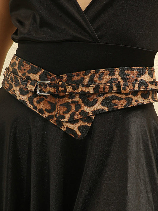 Women's Leopard - Print Fashion Faux Leather Asymmetric - Design Waist Belt MDA1699H0I