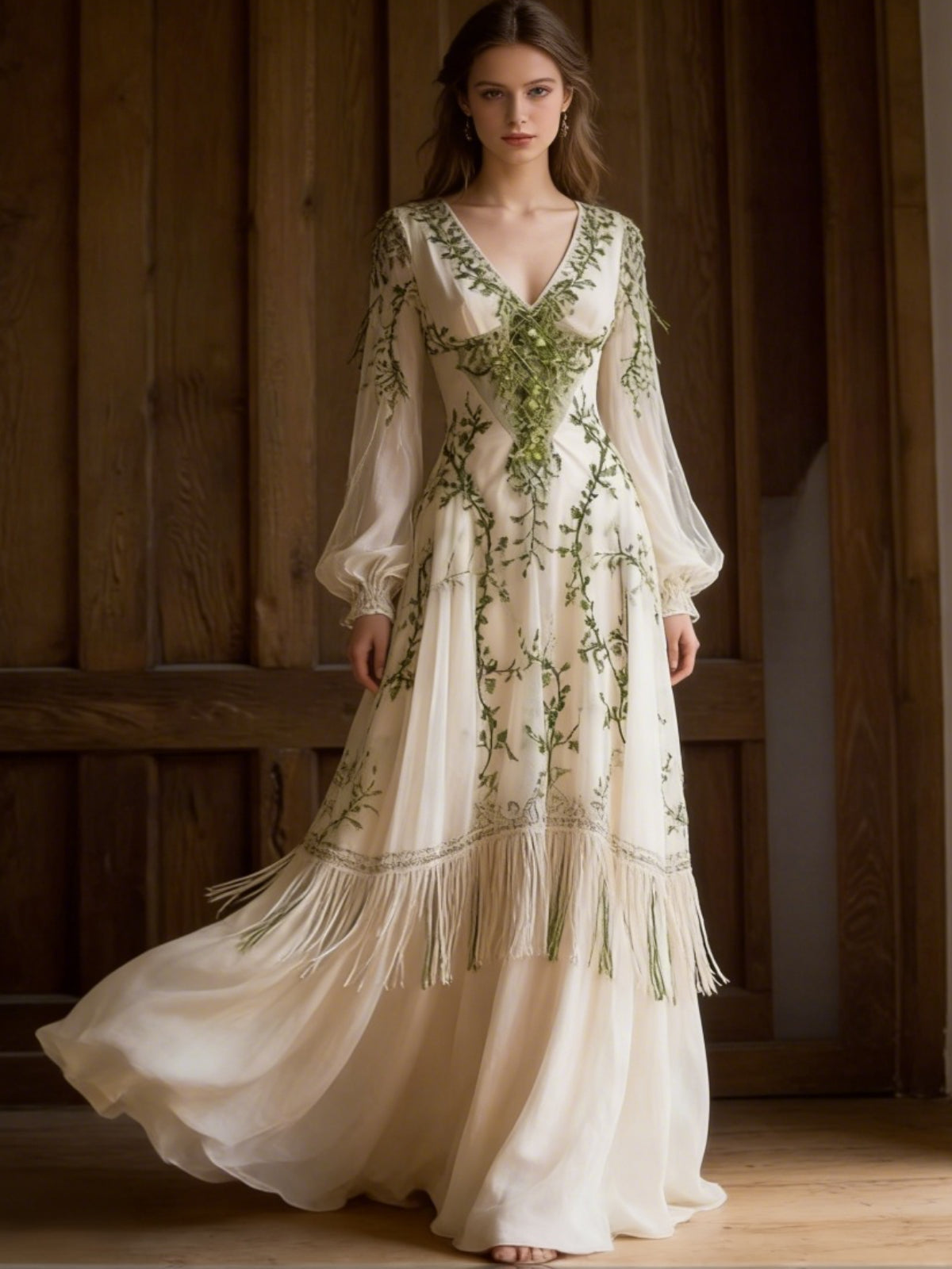 Bohemian Style Retro Woman's V-neck Dress