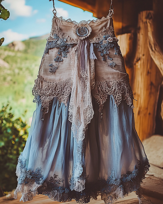 Summer Vacation Ruffle Lace Patchwork Skirt 72a9