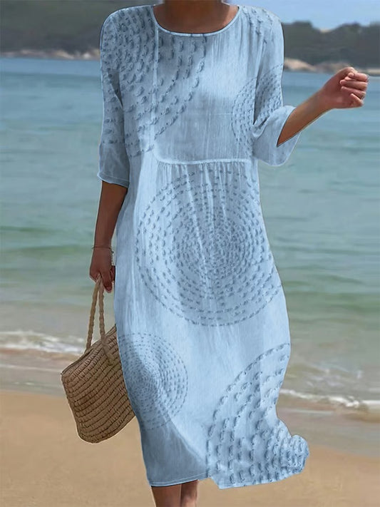 Women's Vintage Abstract Geometric Art Print Cotton Dress