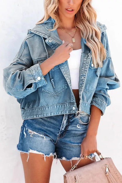 Let's Do This Cotton Blend Pocketed Hooded Jacket