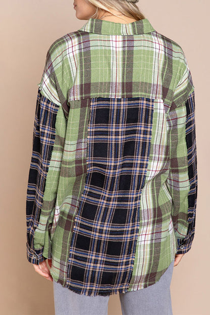 Check Single-breasted Button Casual Shirt