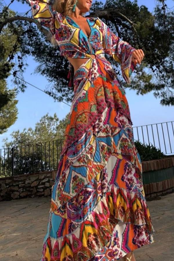 MONTANO ring dress, turquoise print