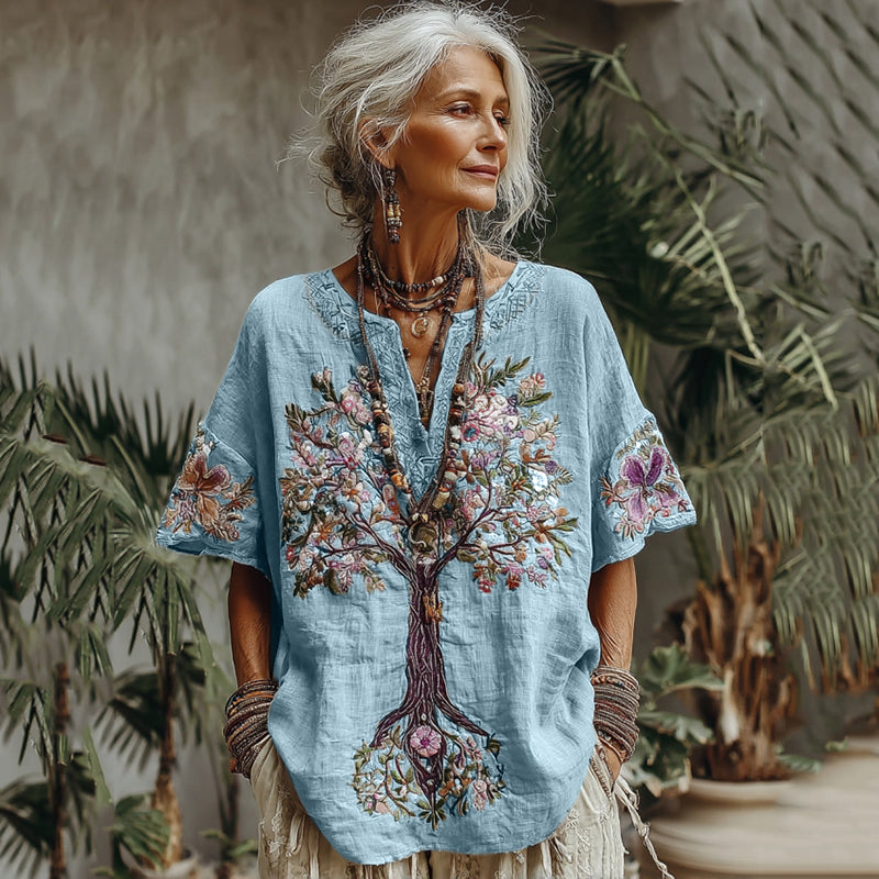 Women's Tree Of Life Floral Art Comfy Shirt 3a04