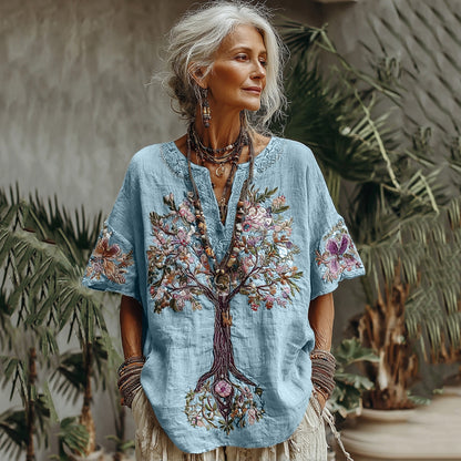 Women's Tree Of Life Floral Art Comfy Shirt 3a04