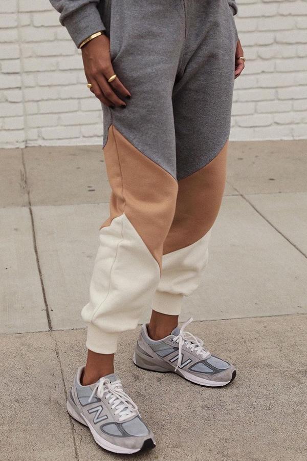 Colorblock Sporty Pants Suit