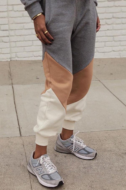 Colorblock Sporty Pants Suit