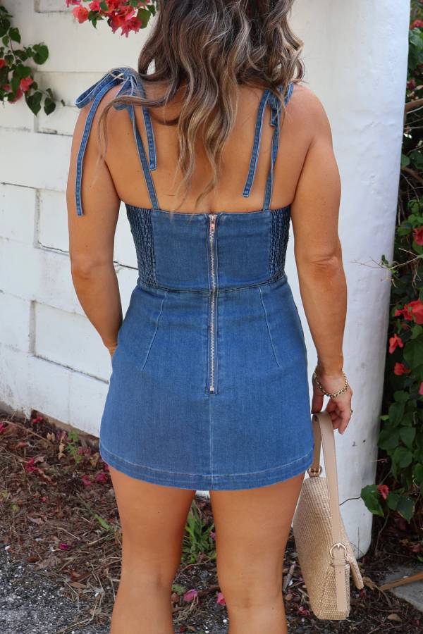 Dallas Denim Romper Dress