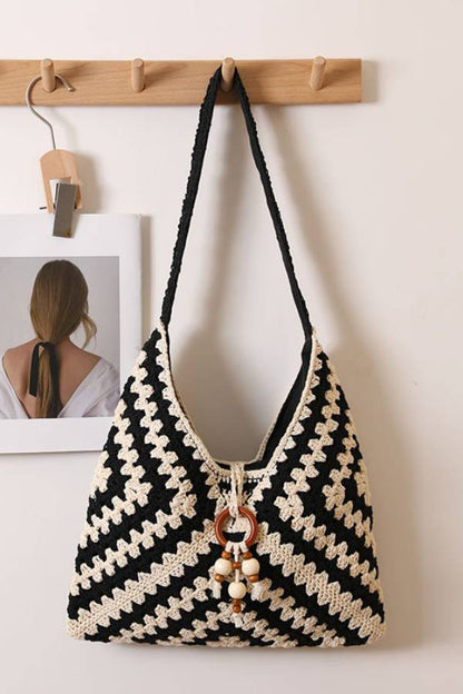 Multi-Color Handmade Crochet Hollow Tassel Hobo Shoulder Bag