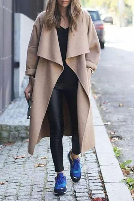 Fashion Casual Solid Color Lapel Coat