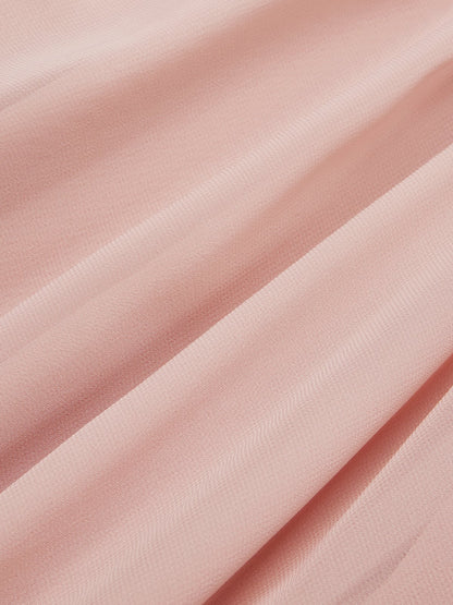 Pink 3D Floral Pleated Chiffon V Neck Sleeveless A-Line Maxi Dress
