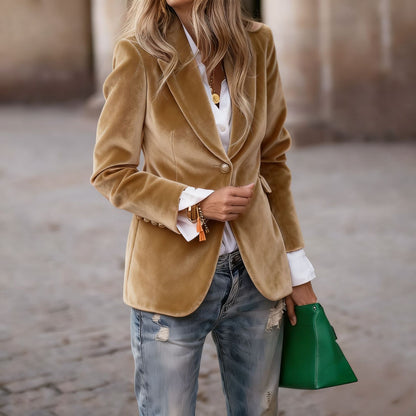 Women's Autumn and Winter Fashion Velvet Blazer