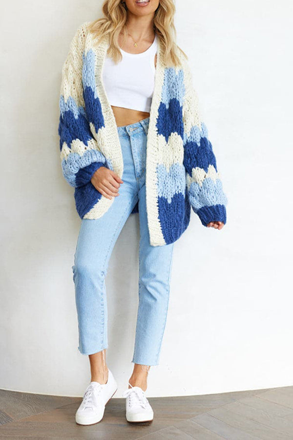 Blue Wave Gradient Knit Cardigan