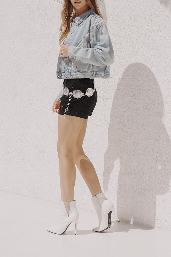 Long Sleeve Fringed Chain Fitted Jacket