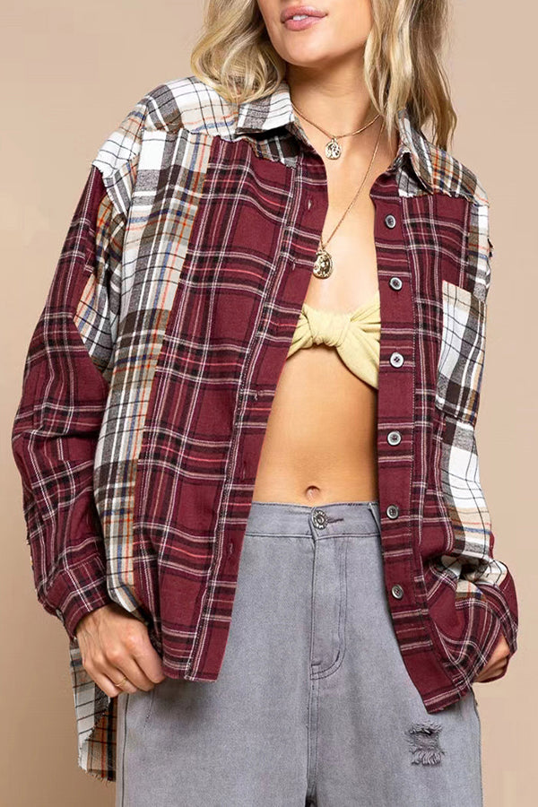 Check Single-breasted Button Casual Shirt