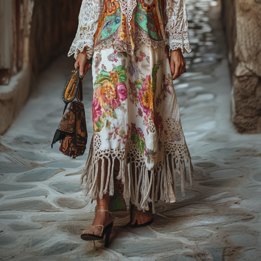 Vintage Loose Linen Patchwork Dress 4f28