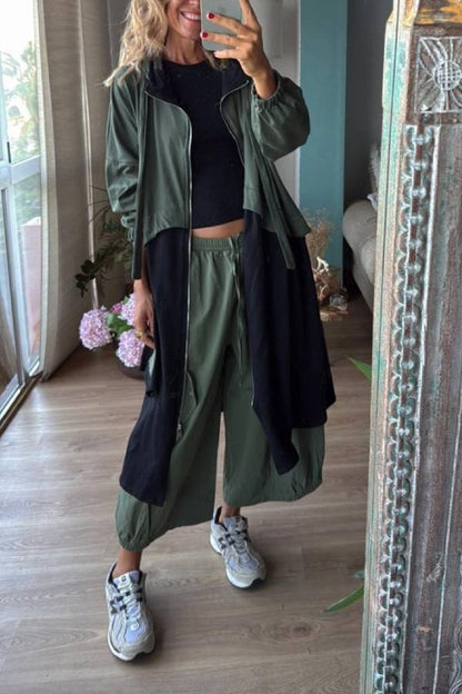 MAGALI sweatshirt, KHAKI/BLACK