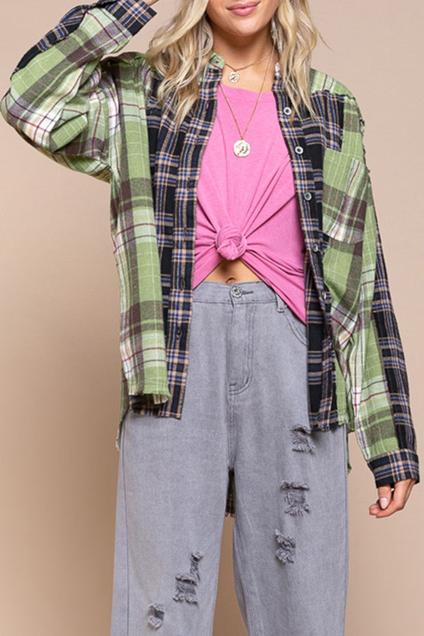 Check Single-breasted Button Casual Shirt