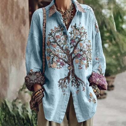 Women's Tribal Tree Of Life Casual Long Sleeve Shirt 3b2c