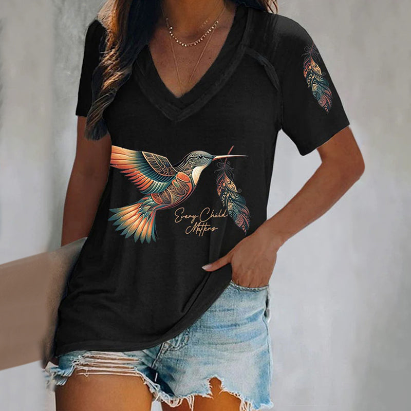 Women's Every Child Matters Print Cat Short Sleeve T-shirt 259c