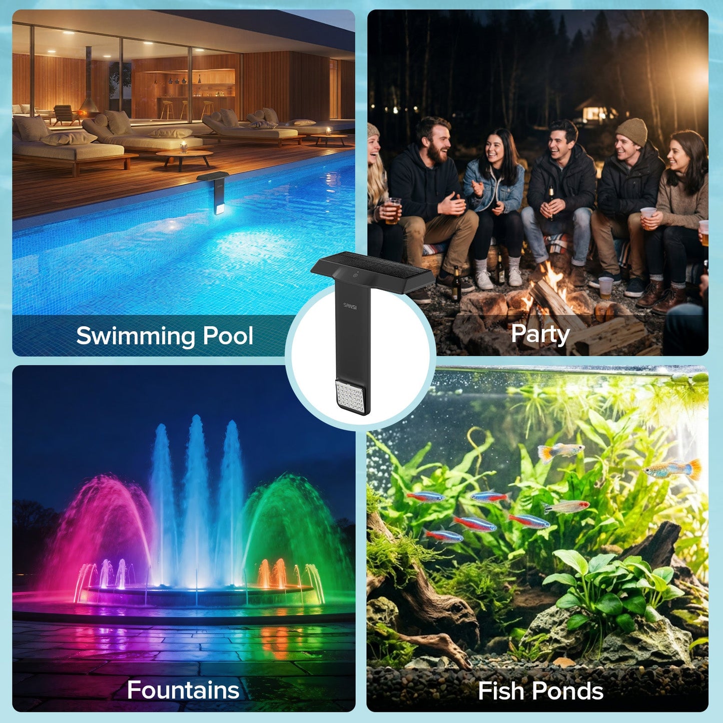 Solar RGB LED Pool Light with Remote Control