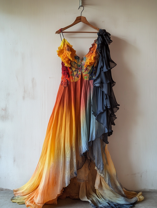 Summer Vacation Rainbow Lace Ruffle Dress 4008