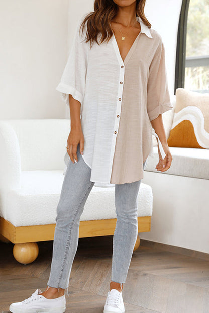 Cotton and Linen Patchwork Shirt