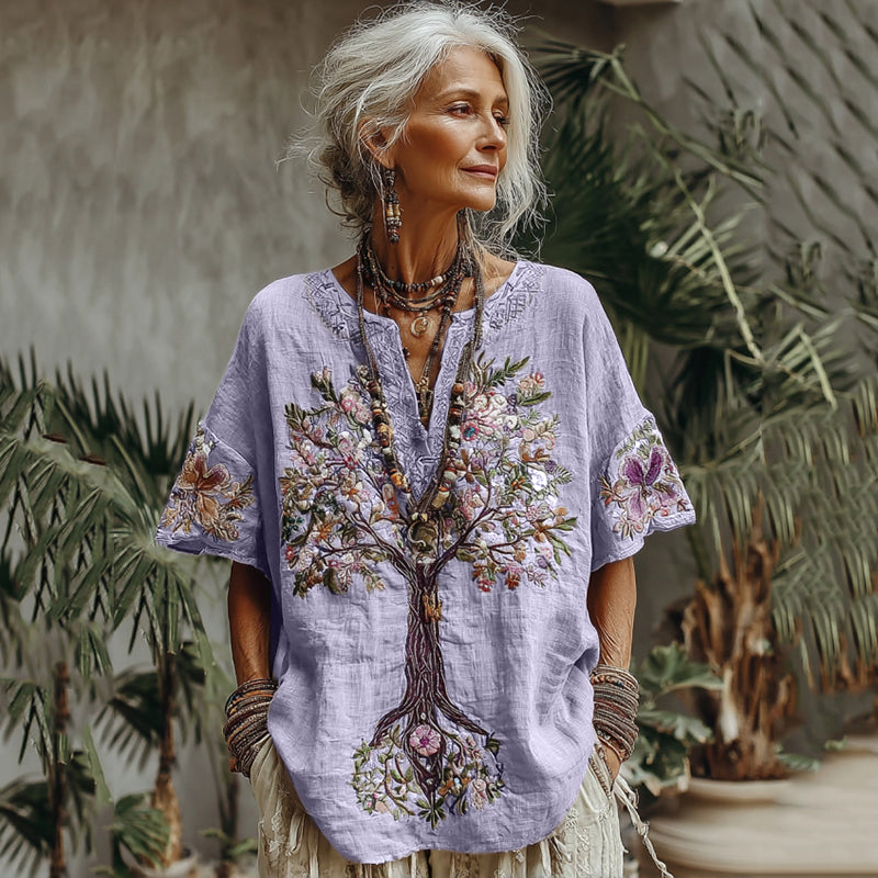 Women's Tree Of Life Floral Art Comfy Shirt 3a04