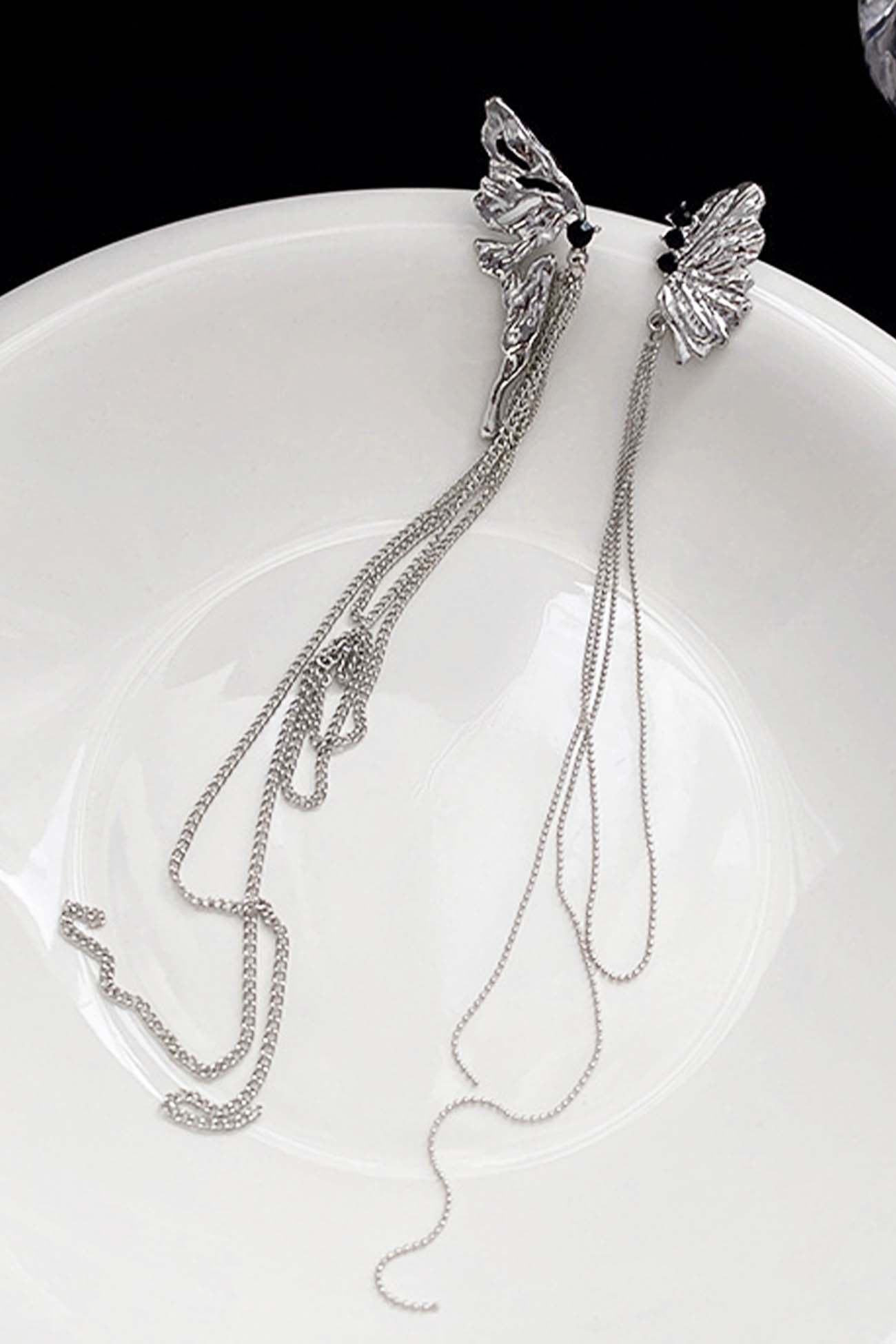 Asymmetric Butterfly Fringe Earrings