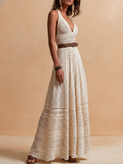Country Concert Outfit Retro White Boho Maxi Dresses