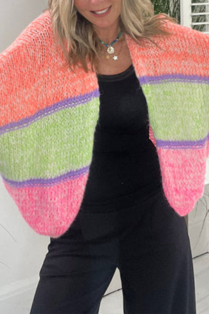 Light Up Any Scene Mixed Colours Ballnoon Sleeve Loose Cardigan