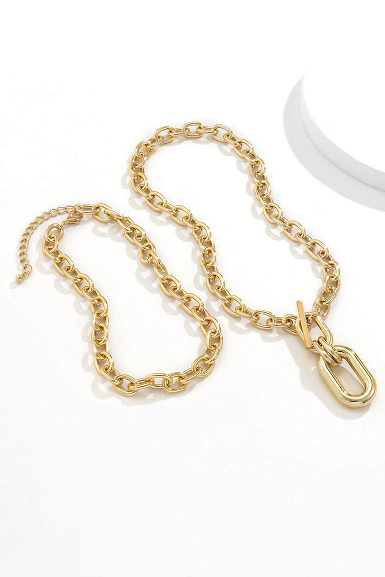 Layered Chain Metal Buckle Alloy Necklace