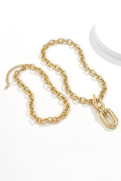 Layered Chain Metal Buckle Alloy Necklace