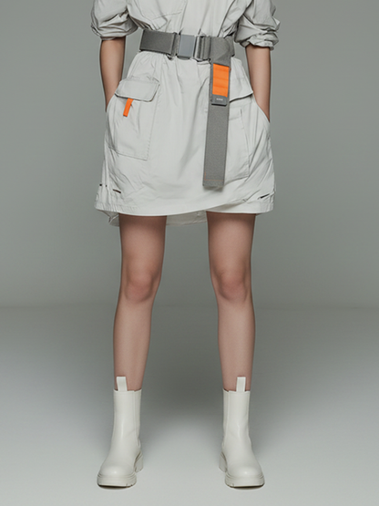 Women's Minimalist Techwear-Style Short Dress ¡ª Functional Design With Off-Shoulder Neckline And Elastic Waistband MDZ2116D5ZJW