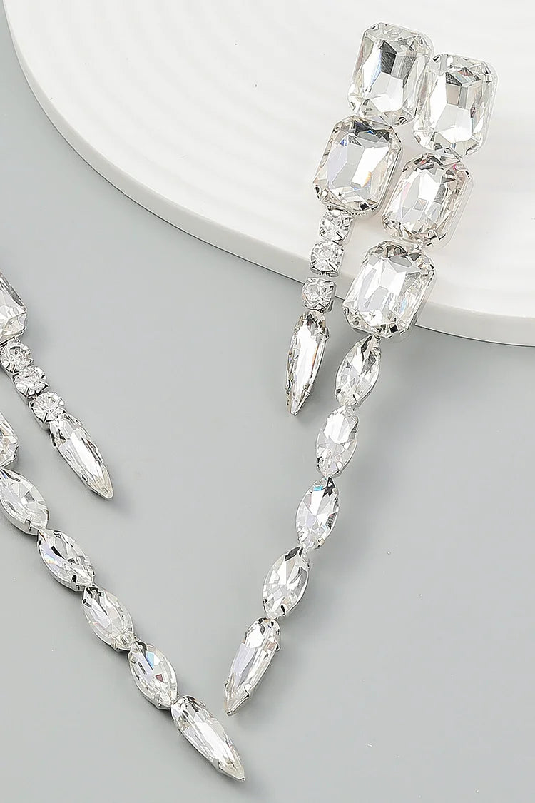 Drill Rhinestone Glass Fringe Earrings