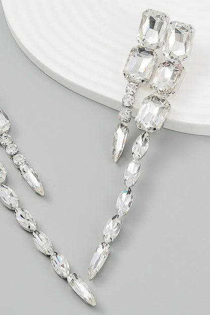 Drill Rhinestone Glass Fringe Earrings