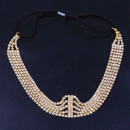 Fashionable and personalized elastic multi-layered rhinestone headband