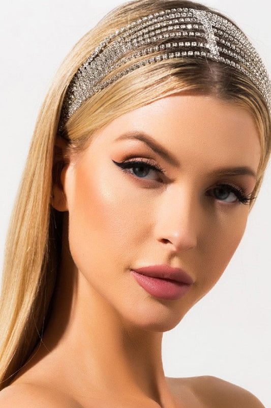 Fashionable and personalized elastic multi-layered rhinestone headband