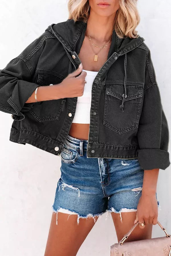 Let's Do This Cotton Blend Pocketed Hooded Jacket
